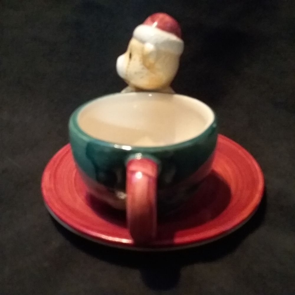 Vintage Santa Bear Cup Saucer Figurine 1 Piece Christmas Sherwood Brands RI 1 - Picture 4 of 6